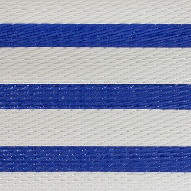 4' x 6' Blue and White Striped Rectangular Outdoor Area Rug