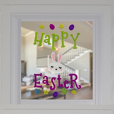 Pink and Green Happy Easter Spring Gel Window Clings