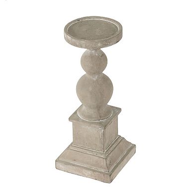 14" Gray Traditional Pedestal Pillar Candleholder
