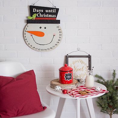 16.5" White and Black Snowman "Days Until Christmas" Hanging Sign