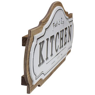 24" Black and White "Fresh & Tasty" Kitchen Metal Sign Wall Decor