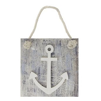 7.25” Blue and White Cape Cod Inspired Anchor Wall Hanging Plaque