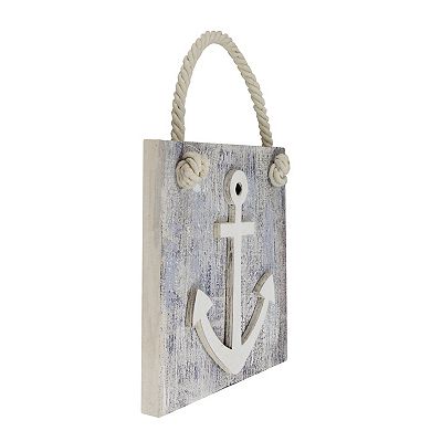 7.25” Blue and White Cape Cod Inspired Anchor Wall Hanging Plaque