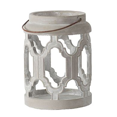 12.5" Gray and Black Contemporary Cylindrical Lantern