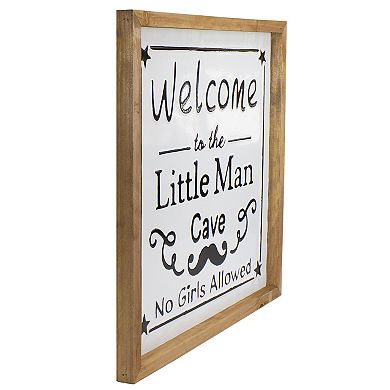 16" Wooden Framed "Welcome to the Little Man Cave" Wall Sign