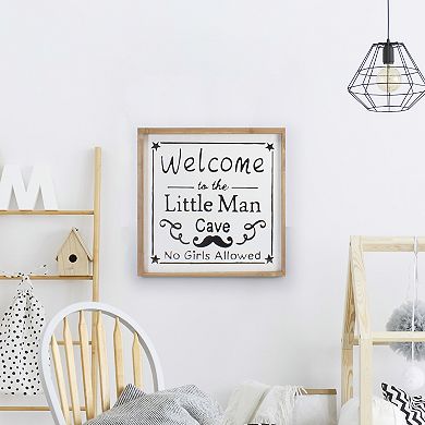 16" Wooden Framed "Welcome to the Little Man Cave" Wall Sign