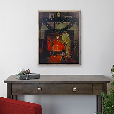 19" Lighted Norman Rockwell 'Is He Coming?' Christmas Wall Art