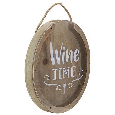 12” Round Wine Time Cork Collector Wooden Hanging Wall Decoration