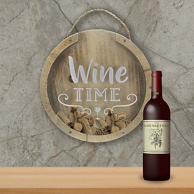 12” Round Wine Time Cork Collector Wooden Hanging Wall Decoration