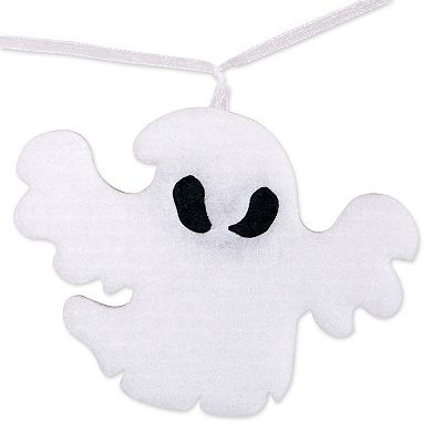 Set of 2 White and Black Halloween Themed Hanging Ghost Garlands 59"