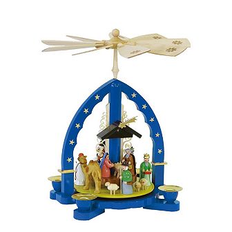 10.5" Richard Glaesser Christmas Nativity Scene Candle Holder