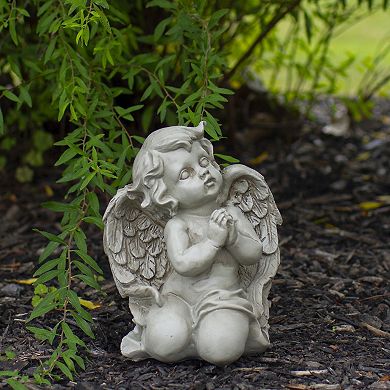 6" Weathered Praying Cherub Outdoor Garden Statue