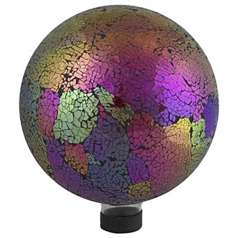 10" Pink Iridescent Mosaic Reflective Glass Outdoor Garden Gazing Ball