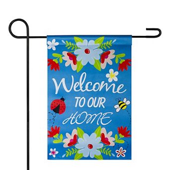 Blue "Welcome to Our House" Outdoor Garden Flag 12.5" x 18"