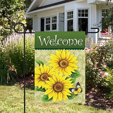 Welcome Sunflowers and Butterfly Spring Outdoor Garden Flag 12.5" x 18"
