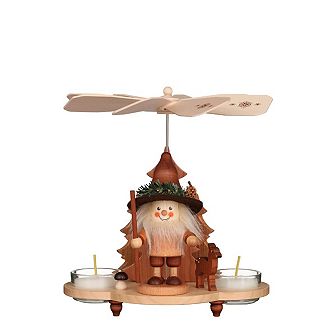 7.5" Brown and Black Christian Ulbricht Woodsman Pyramid Candle Holder Decoration