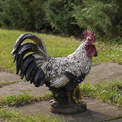 17" Standing Rooster Outdoor Garden Statue