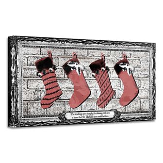 Brown and Red Stockings Christmas Canvas Wall Art Decor 18" x 36"