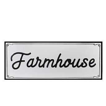 36" Black and White "Farmhouse" Metal Sign Wall Decor