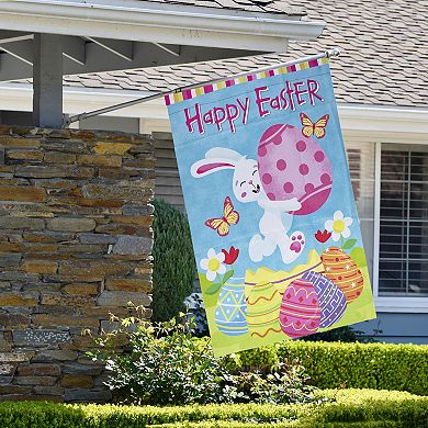 Happy Easter Bunny with Eggs Outdoor House Flag 28" x 40"