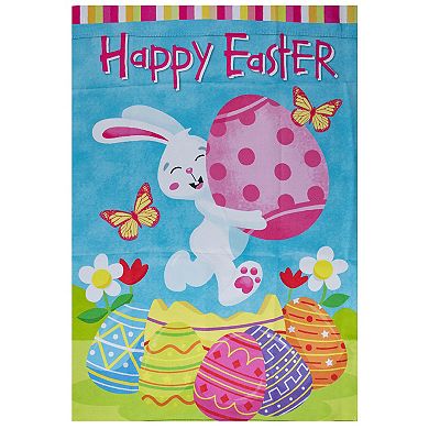Happy Easter Bunny with Eggs Outdoor House Flag 28" x 40"