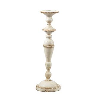 16" Beige Rustic Cassia Medium Pillar Candleholder