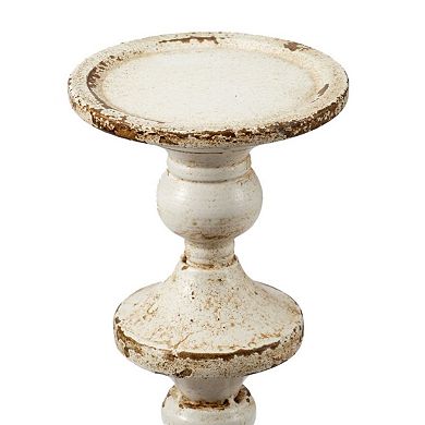 16" Beige Rustic Cassia Medium Pillar Candleholder