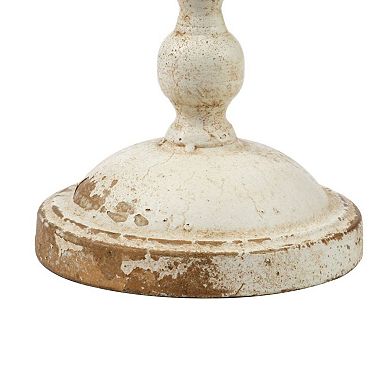16" Beige Rustic Cassia Medium Pillar Candleholder