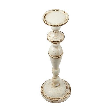 16" Beige Rustic Cassia Medium Pillar Candleholder