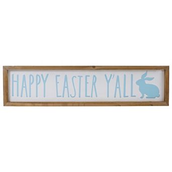 26" Wooden Framed "Happy Easter Y'all" Sign Spring Wall Decor