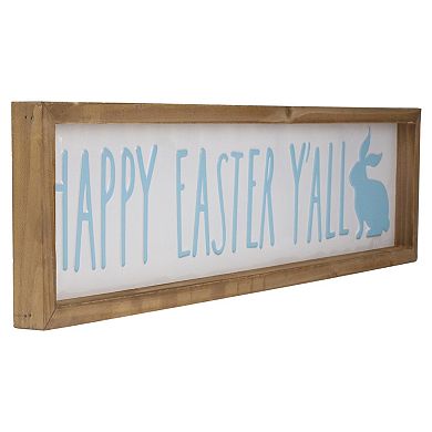 26" Wooden Framed "Happy Easter Y'all" Sign Spring Wall Decor