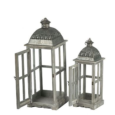 Set of 2 Gray and Silver Classic Scape Lanterns 28"