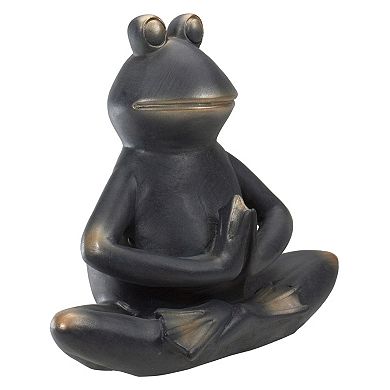 11" Yoga Frog in  Sukhasana Position Outdoor Garden Statue