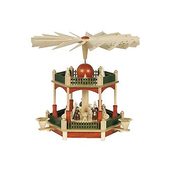 13" Christmas 2 tier Holy Family Nativity Scene Candle Holder