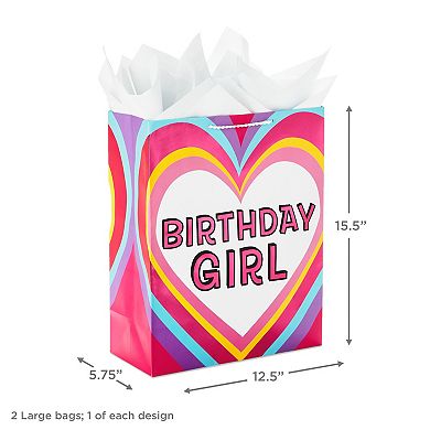 Hallmark 15-in. Extra Large Birthday Gift Bag Bundle with Tissue Paper