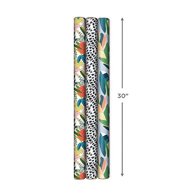 Hallmark Recycled Wrapping Paper with Cutlines on Reverse 3-Rolls