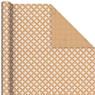 Hallmark Recyclable Kraft Wrapping Paper with Cutlines on Reverse 3-Rolls