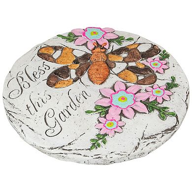 10" Bless this Garden Outdoor Floral Garden Stone