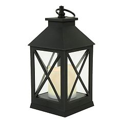 Northlight 12 Black LED Lighted Battery Operated Lantern Warm White Flickering Light