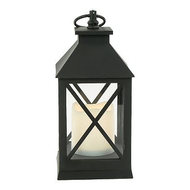 9" LED Battery Operated Black Lantern with Flameless Candle