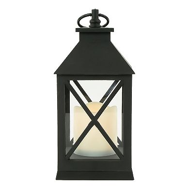 9" LED Battery Operated Black Lantern with Flameless Candle