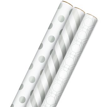Hallmark Silver Wrapping Paper with Cut Lines on Reverse 3 pk