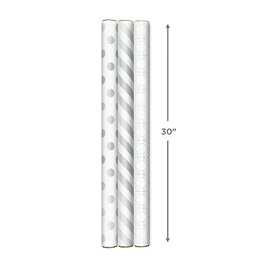 Hallmark Silver Wrapping Paper with Cut Lines on Reverse 3-pk.