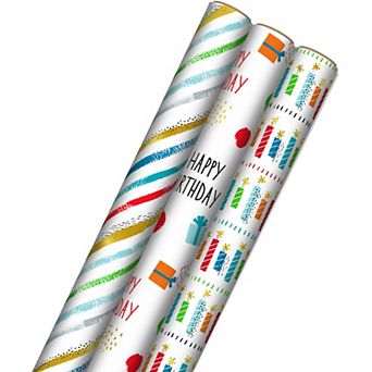 Hallmark Recycled Wrapping Paper with Cutlines on Reverse 3 pk
