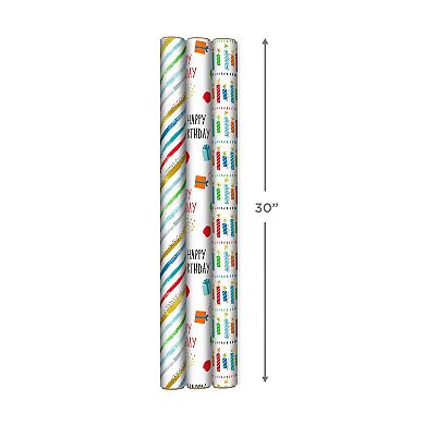 Hallmark Recycled Wrapping Paper with Cutlines on Reverse 3-pk.