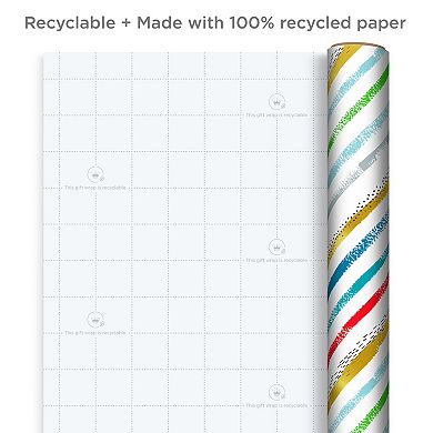 Hallmark Recycled Wrapping Paper with Cutlines on Reverse 3-pk.