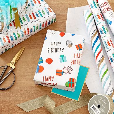 Hallmark Recycled Wrapping Paper with Cutlines on Reverse 3-pk.