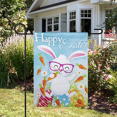 Happy Easter Bunny with Carrots Outdoor Garden Flag 12.5" x 18"