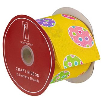 Yellow with Easter Egg Design Wired Spring Craft Ribbon 2.5" x 10 Yards