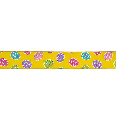 Yellow with Easter Egg Design Wired Spring Craft Ribbon 2.5" x 10 Yards